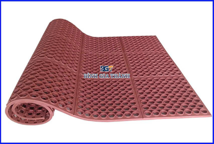 THẢM CAO SU CHỐNG TRƯỢT MÀU ĐỎ CÓ LỔ TRÒN